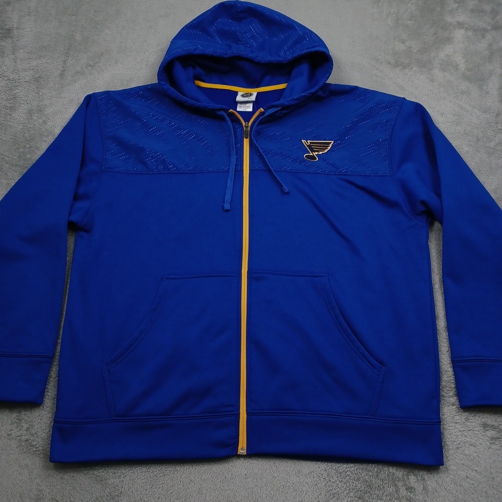 St Louis Blues Jacket Mens XL Blue Full Zip NHL Hooded Hockey